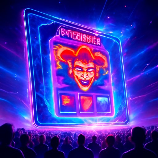 bj6 neon style game tile on screen